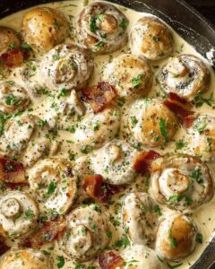 Creamy Garlic Mushrooms with Crispy Bacon and Parmesan – The Ultimate Skillet Side 1