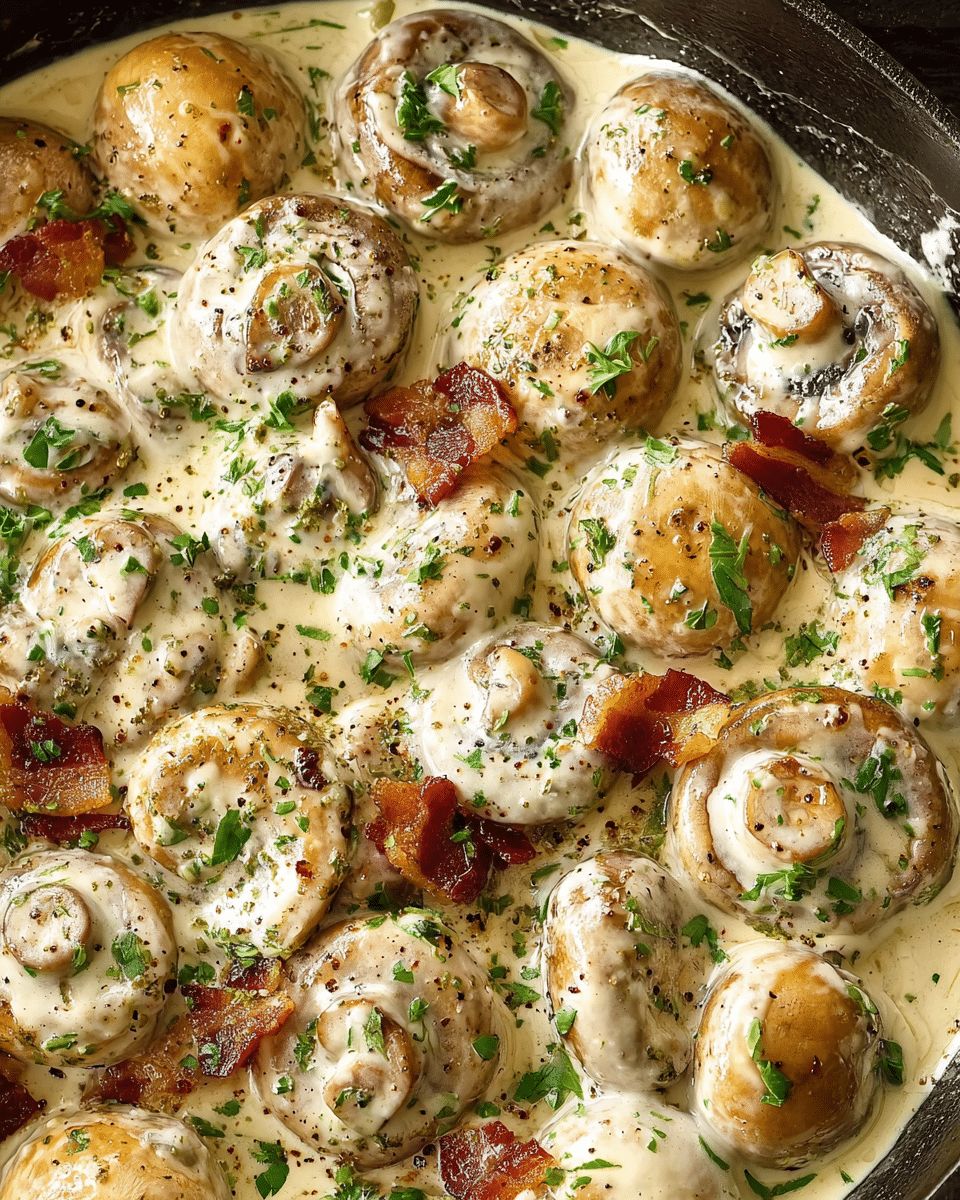 Creamy Garlic Mushrooms with Crispy Bacon and Parmesan – The Ultimate Skillet Side step 2