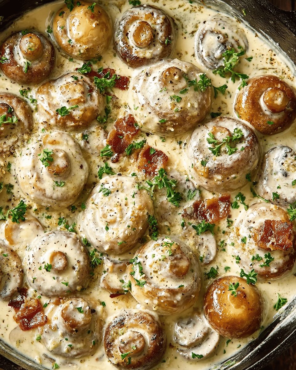 Creamy Garlic Mushrooms with Crispy Bacon and Parmesan – The Ultimate Skillet Side step 4