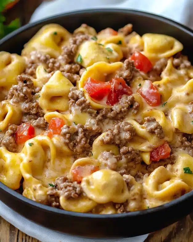 Creamy Ground Beef and Cheese Tortellini Skillet: A 30-Minute Comfort Meal step 3