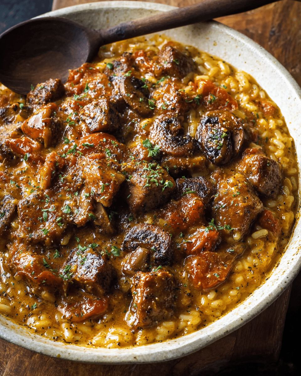 Creamy Lemon Tomato Risotto with Mushrooms and Feta Recipe step 2