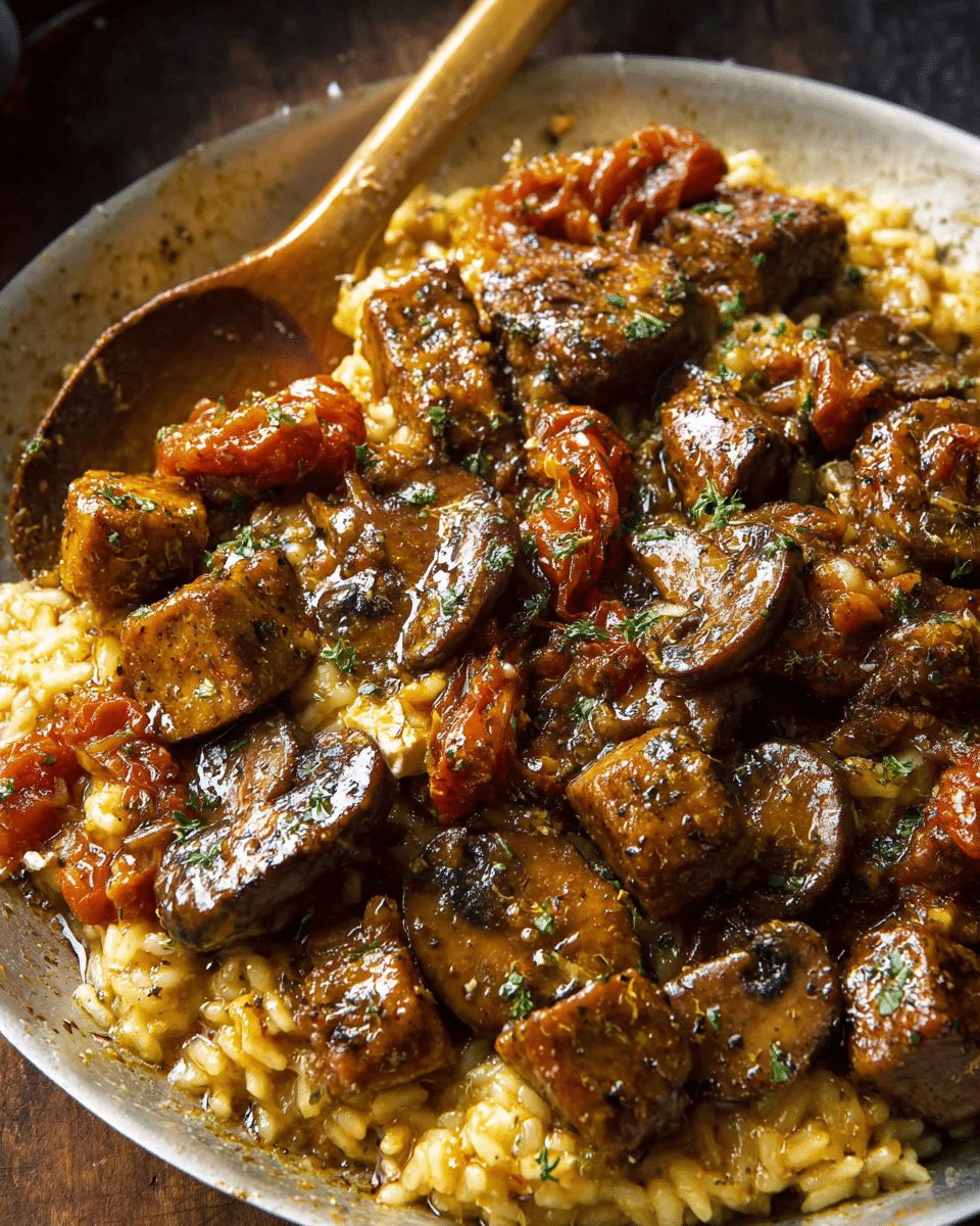 Creamy Lemon Tomato Risotto with Mushrooms and Feta Recipe step 7