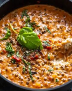 Creamy Lentil Pasta Sauce with Sun-Dried Tomatoes and Basil 1