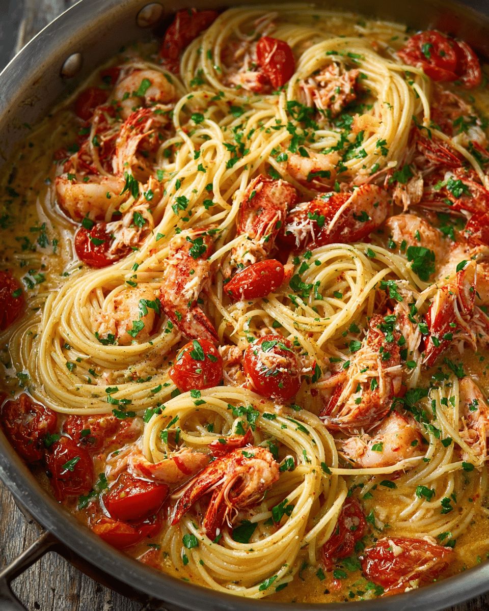 Creamy Lobster and Shrimp Spaghetti with Fresh Tomatoes | Cook with Feast step 3