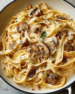 Creamy Mushroom and Leek Fettuccine with Pine Nuts: The Ultimate Comfort Pasta 1