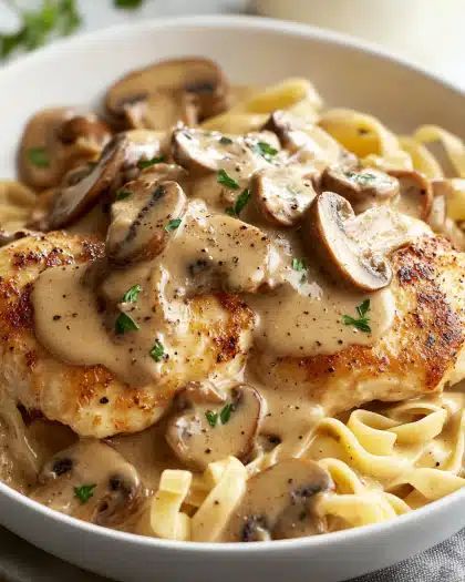 Creamy Mushroom Chicken with Garlic and Egg Noodles | Easy Comfort Meal step 2