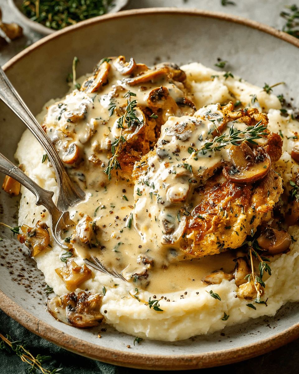 Creamy Mustard Chicken with Mushrooms & Silky Cauliflower Purée step 3