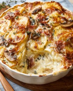 Creamy Potato, Mushroom, and Brie Bake with Caramelized Onions 1
