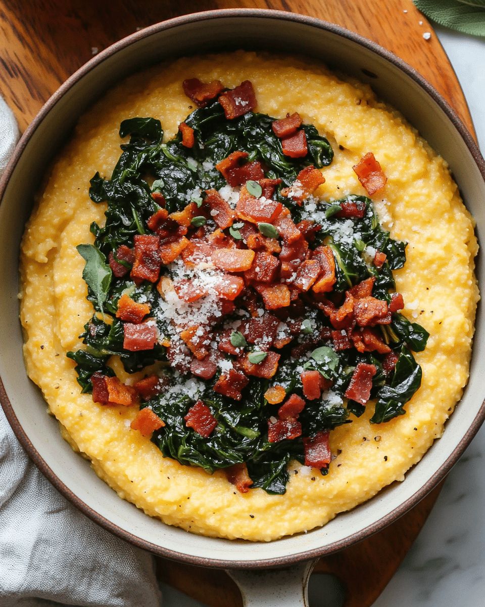 Creamy Pumpkin Polenta with Swiss Chard and Pancetta | Cozy Fall Recipe step 2