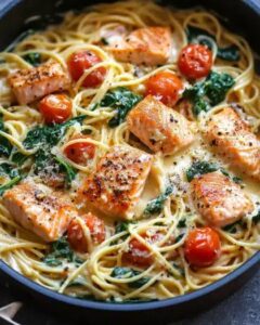Creamy Salmon Spinach Pasta Recipe: A Rich and Flavorful Seafood Dinner 1