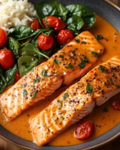 Creamy Salmon with Roasted Red Pepper Sauce: Easy 40-Minute Gourmet Dinner 1