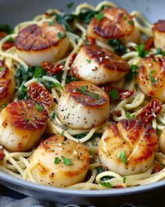 Creamy Scallop Spinach Spaghetti: An Elegant & Easy Seafood Pasta 1