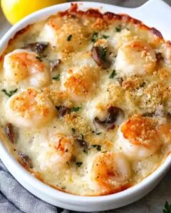 Creamy Seafood Gratin Recipe: Shrimp, Scallops & Mushrooms 1