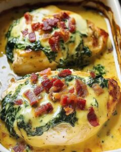 Creamy Spinach and Bacon Smothered Chicken Breasts: Easy Comfort Recipe 1