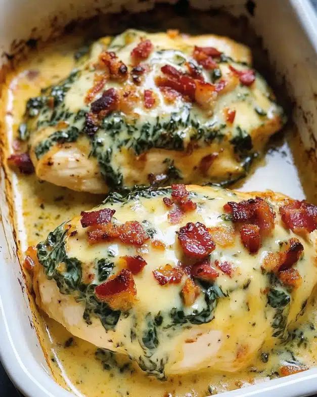 Creamy Spinach and Bacon Smothered Chicken Breasts: Easy Comfort Recipe step 3