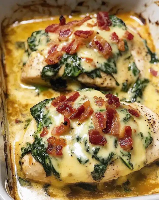Creamy Spinach and Bacon Smothered Chicken Breasts: Easy Comfort Recipe step 4