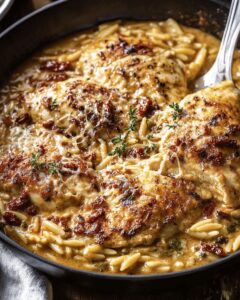 Creamy Sun-Dried Tomato Chicken and Orzo Bake (Easy One-Pan Recipe) 1