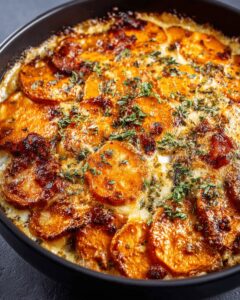 Creamy Sweet Potato and Bacon Bake with Coconut Milk & Herbs 1