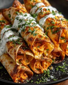 Crispy Buffalo Chicken Taquitos with Creamy Cilantro Ranch – The Ultimate Crowd-Pleaser 1