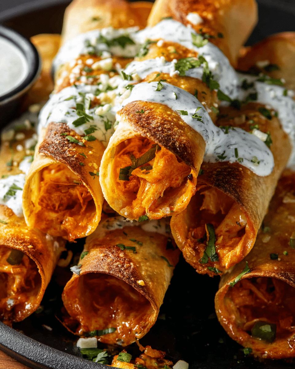 Crispy Buffalo Chicken Taquitos with Creamy Cilantro Ranch – The Ultimate Crowd-Pleaser step 5