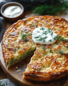 Crispy Cabbage Pie Recipe with Tangy Dill Cream Sauce | Cook with Feast 1