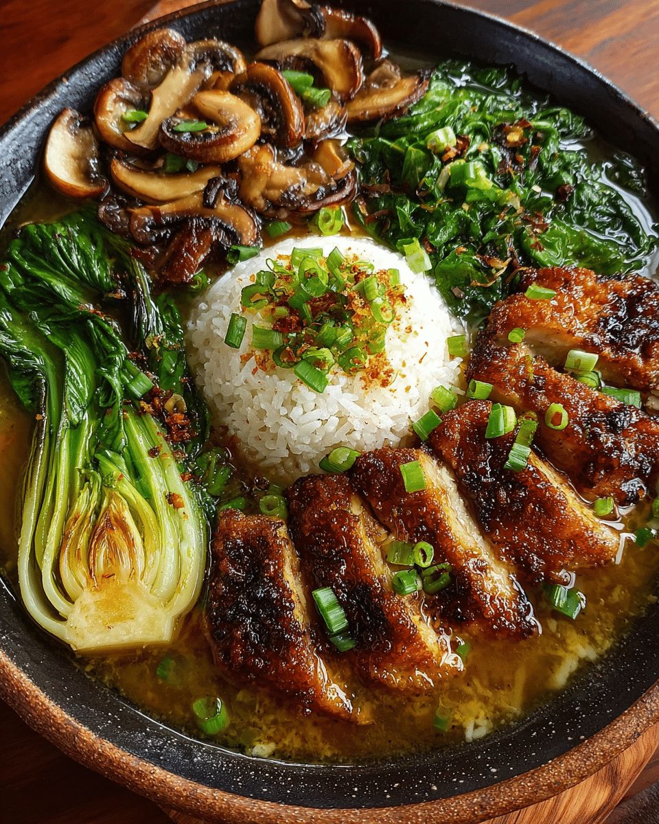 Crispy Chicken & Mushroom Bowl with Ginger-Garlic Broth | Cook with Feast step 4
