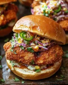 Crispy Chicken Sliders with Jalapeño Corn Slaw & Chipotle Honey 1
