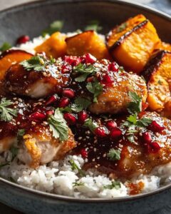 Crispy Coconut Chicken with Roasted Squash and Pomegranate Sauce: A Flavor Fusion 1