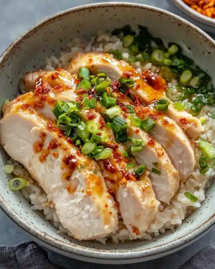 Crispy Rice Bowls with Poached Chicken and Scallion Sauce: The Ultimate Comfort Meal step 5