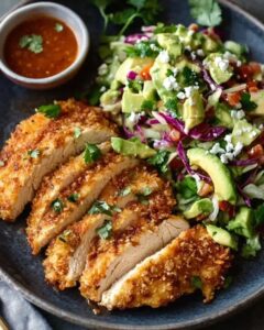 Crispy Tortilla-Crusted Chicken with Chipotle Sauce & Avocado Slaw 1