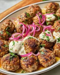 Easy Baked Meatballs with Yogurt Sauce & Spicy Olive Oil | Cook with Feast 1