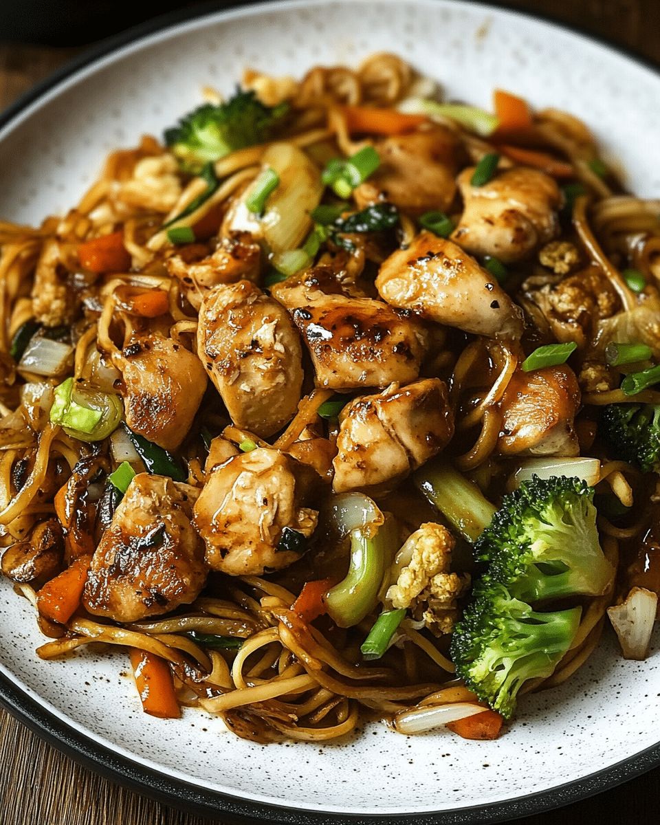 Easy Garlic Chicken Lo Mein Recipe with Sautéed Vegetables step 2