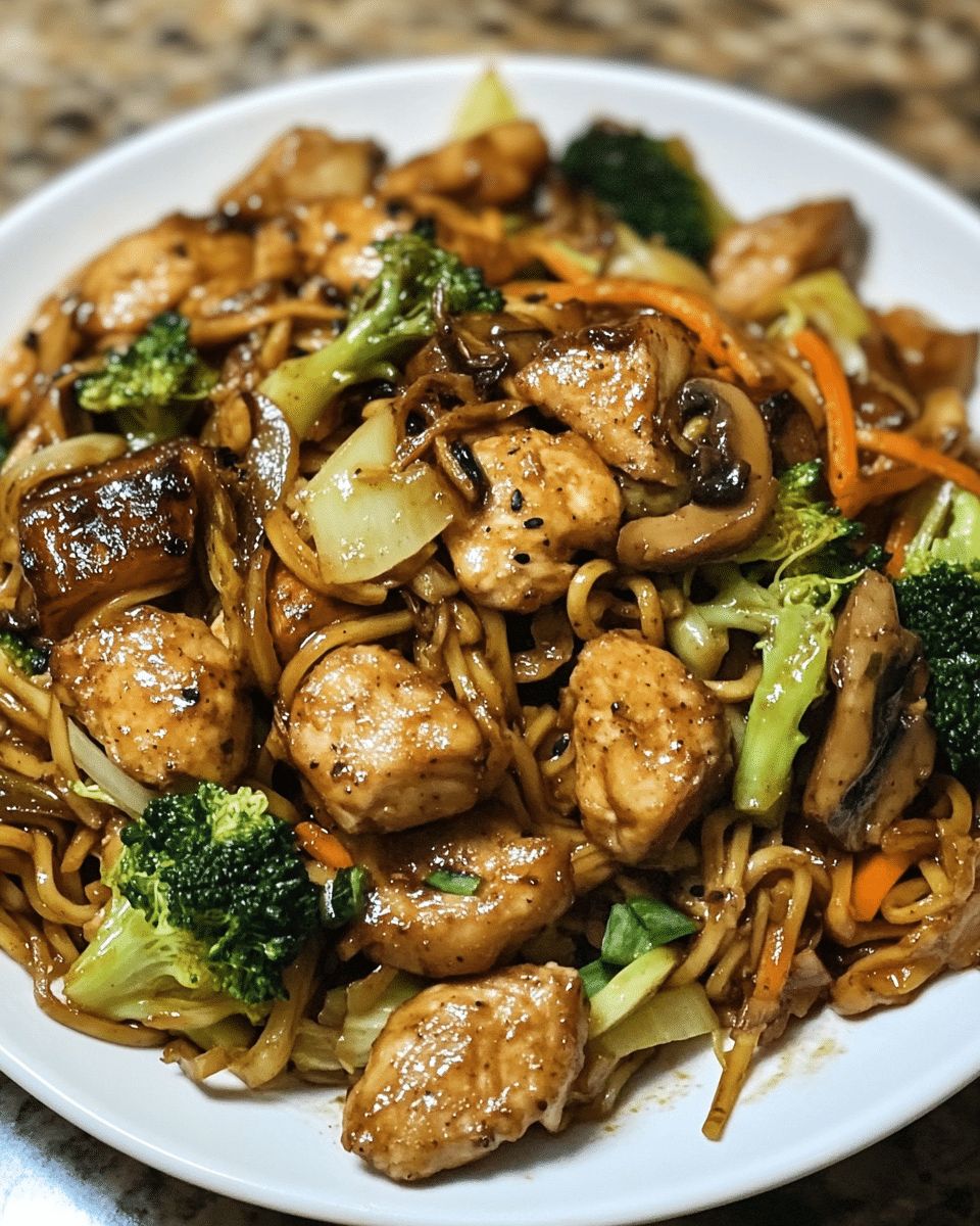 Easy Garlic Chicken Lo Mein Recipe with Sautéed Vegetables step 3