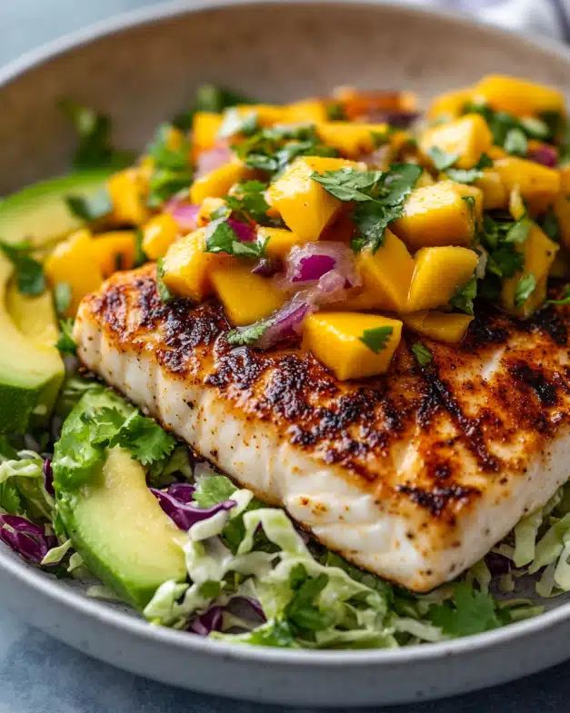 Easy Grilled Fish Tacos with Mango Salsa and Chipotle Aioli step 2
