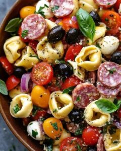 Easy Italian Tortellini Pasta Salad with Salami and Mozzarella 1