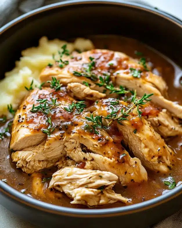 Easy Slow Cooker Chicken with Ranch, Italian, and Gravy Seasoning step 5