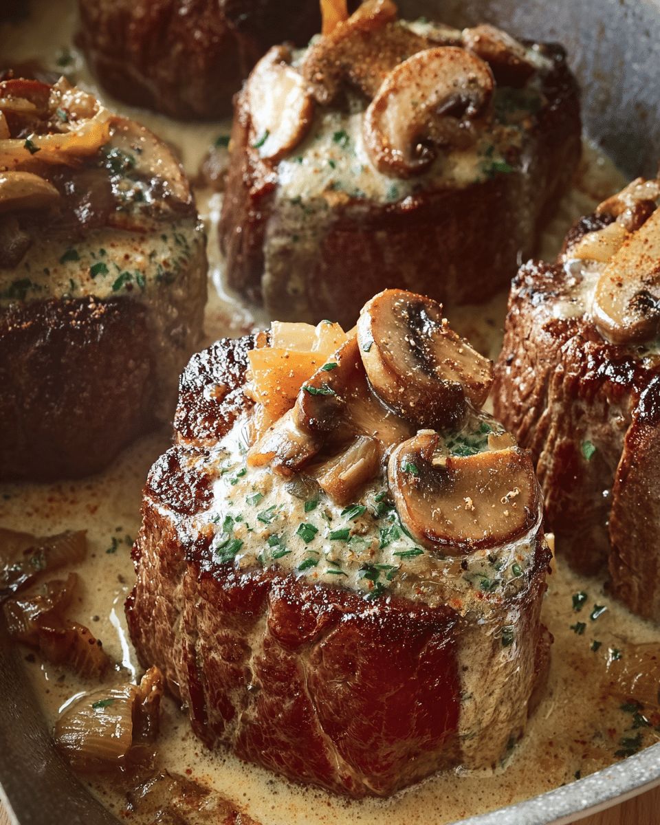 Filet Steaks with Creamy Mushroom and Herb Topping: A 40-Minute Gourmet Dinner step 3