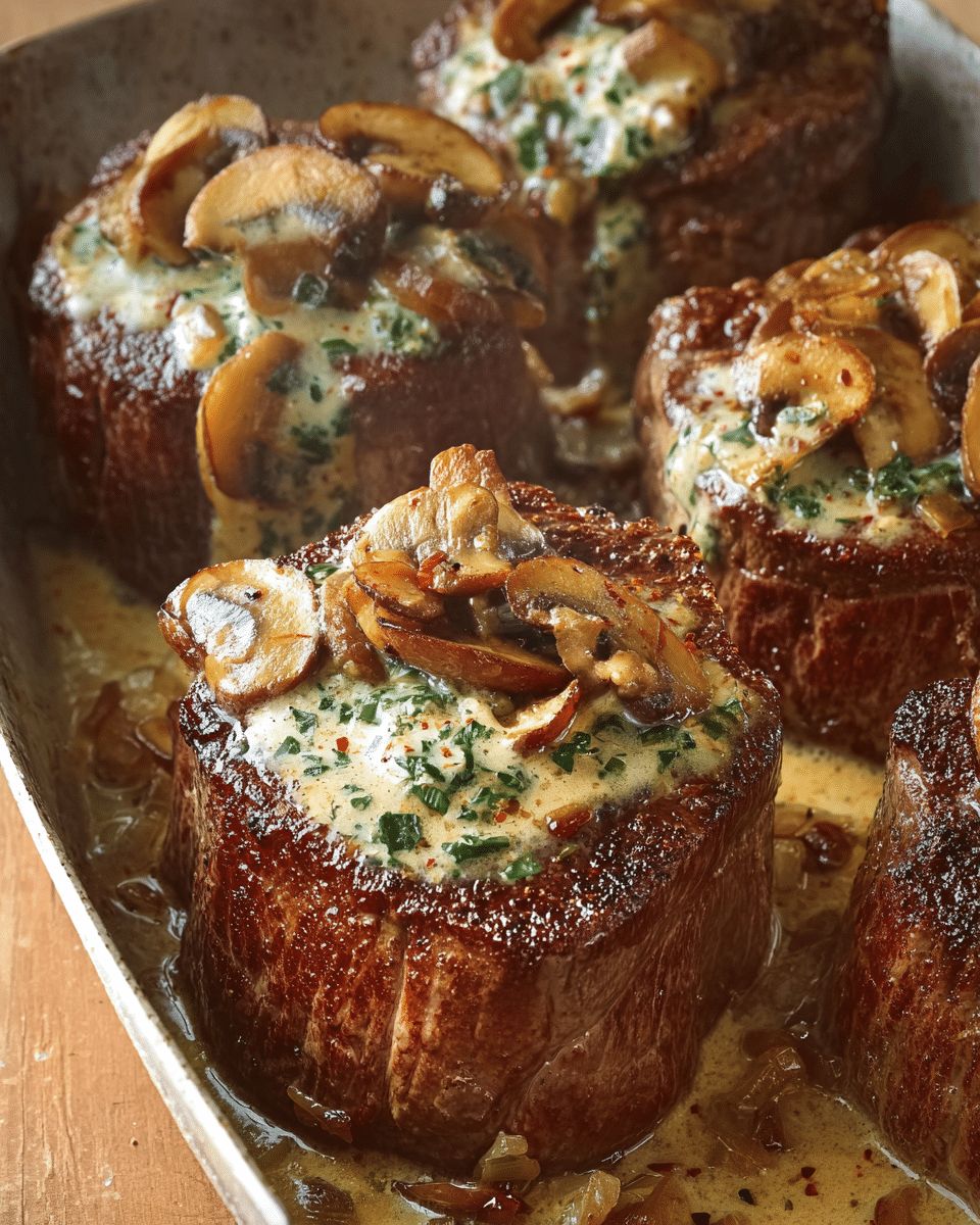 Filet Steaks with Creamy Mushroom and Herb Topping: A 40-Minute Gourmet Dinner step 5