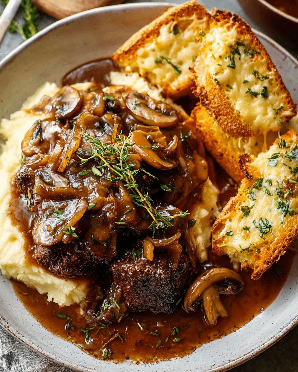 French Onion Braised Beef with Mushrooms (Melt-in-Your-Mouth Recipe) step 4