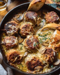 French Onion Chicken Meatballs with Gruyère Toast | Cook with Feast 1