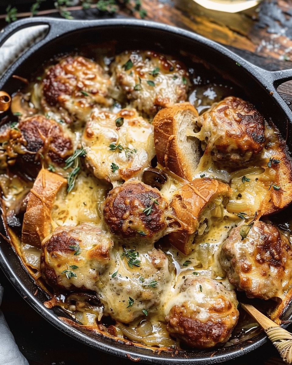 French Onion Chicken Meatballs with Gruyère Toast | Cook with Feast step 3