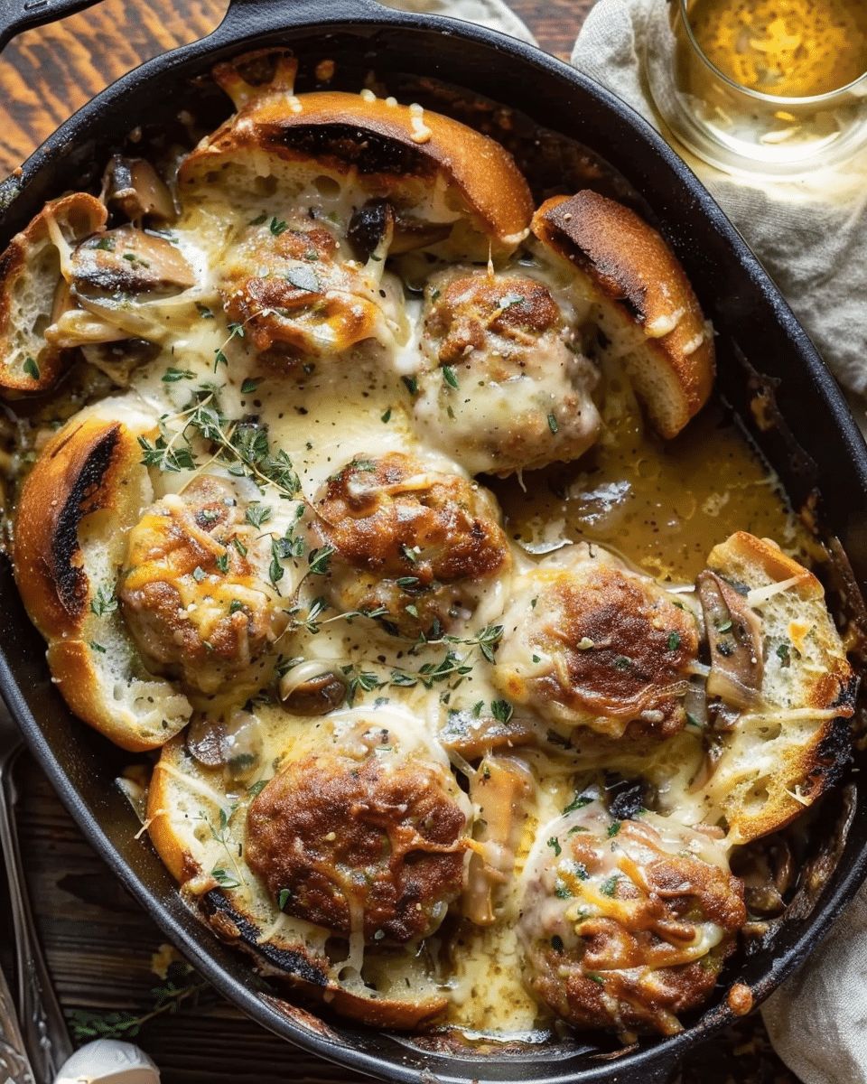 French Onion Chicken Meatballs with Gruyère Toast | Cook with Feast step 5