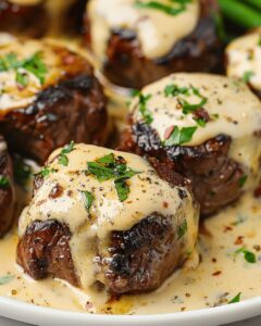 Garlic Butter Steak Bites with Parmesan Cream Sauce & Cheesy Mash 1