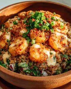 Garlic Shrimp Salad with Crispy Rice & Sesame Dressing 1