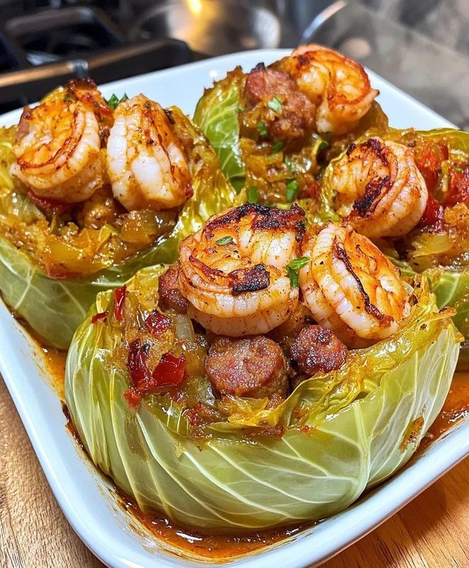 Garlic shrimp sausage cabbage cups bursting with bold flavor step 1