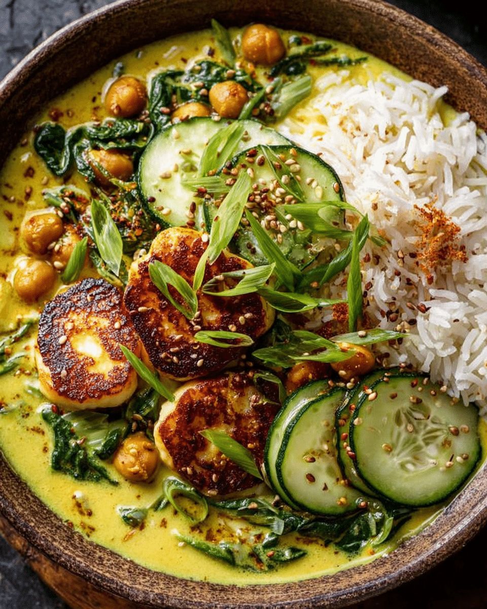Golden Chickpea & Zucchini Coconut Curry with Halloumi step 7