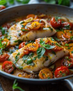 Golden Cod with Garlic Tomato Basil Sauce: A 25-Minute Gourmet Meal 1