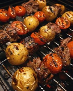 Gourmet Balsamic Glazed Steak Skewers with Rosemary Tomatoes 1
