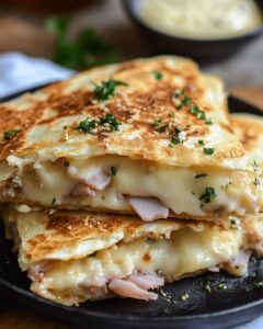Gourmet Cheesy Chicken Quesadillas with Creamy Parmesan Dijon Sauce 1