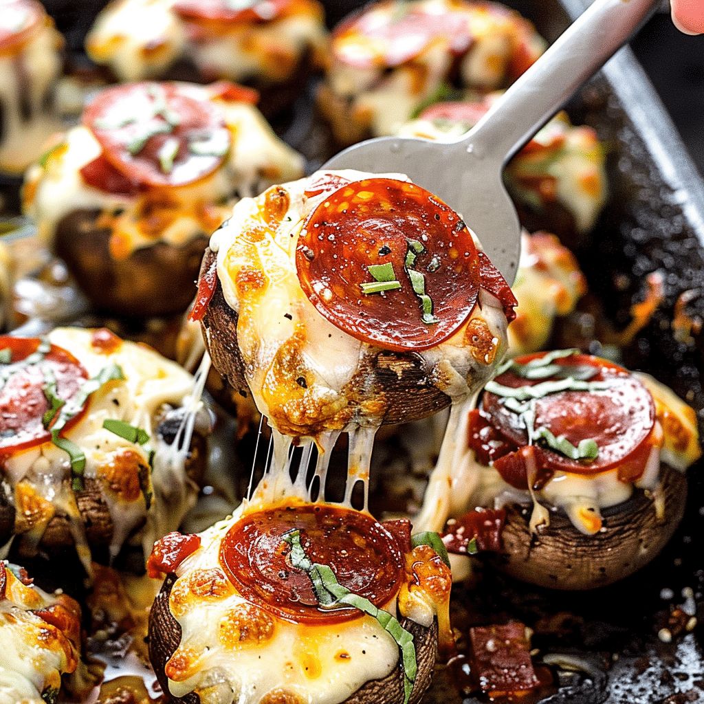 Gourmet Mozzarella-Stuffed Mushroom Caps with Pepperoni | Cook with Feast step 3